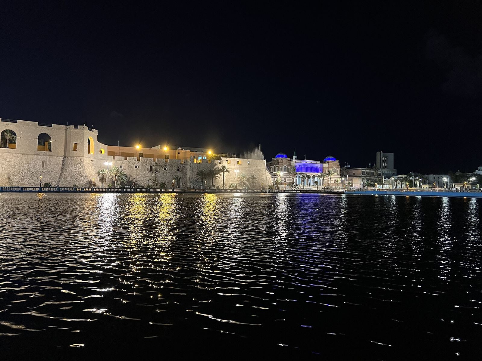 Tripoli's Red Castle at night